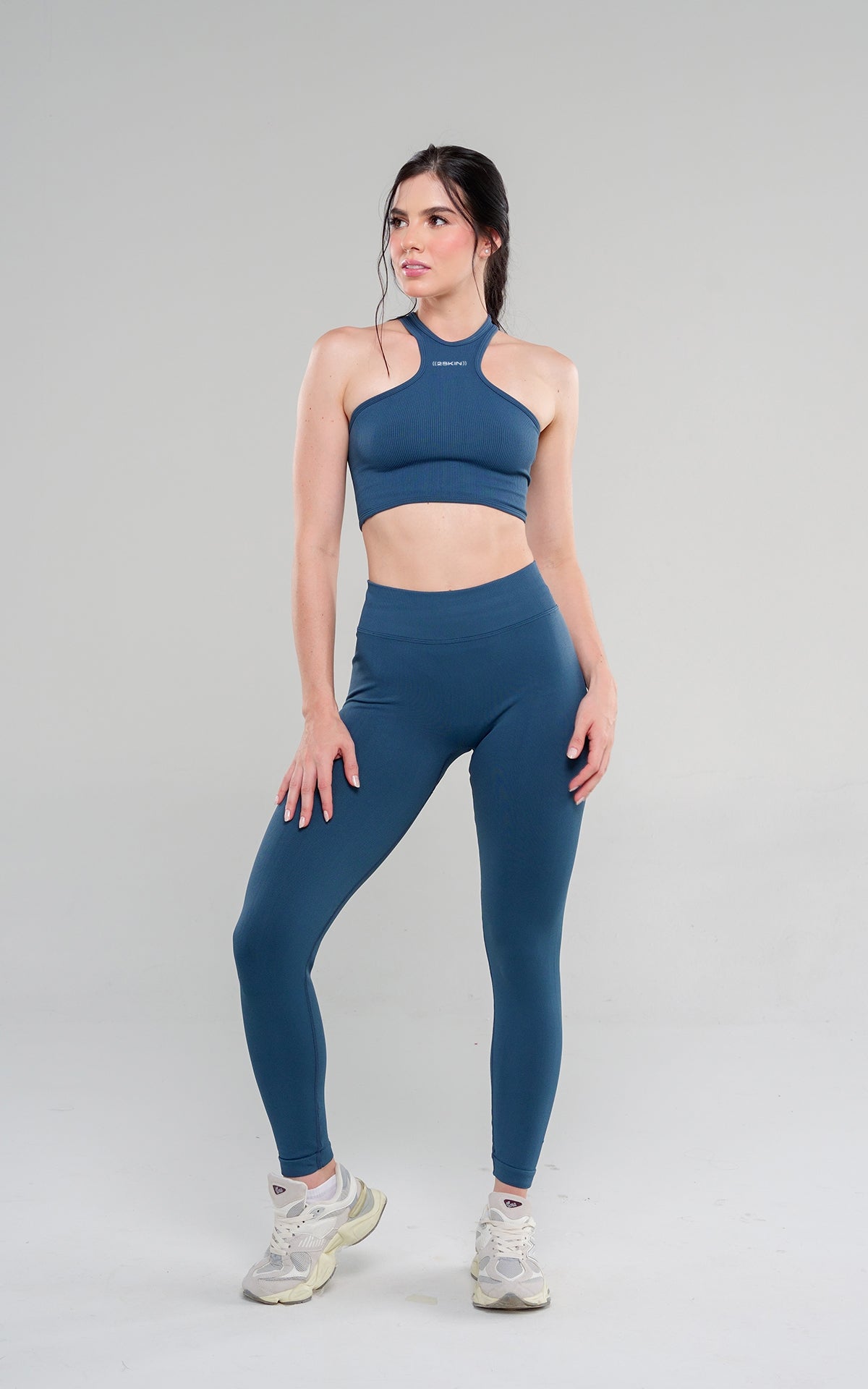 LEGGINGS TOLEDO AZUL CON RUCHING