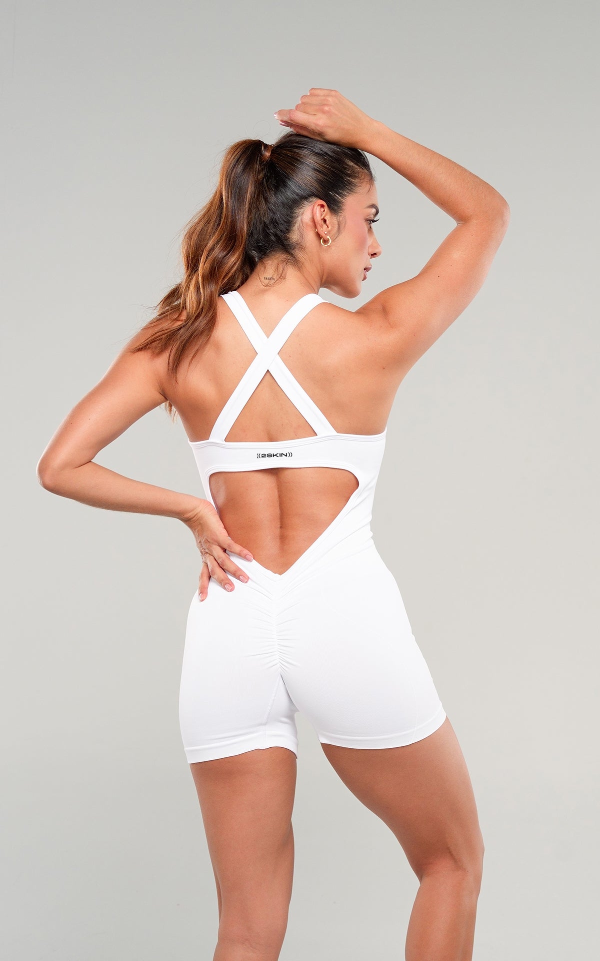 ENTERIZO CORTO RENACIMIENTO BLANCO CON RUCHING
